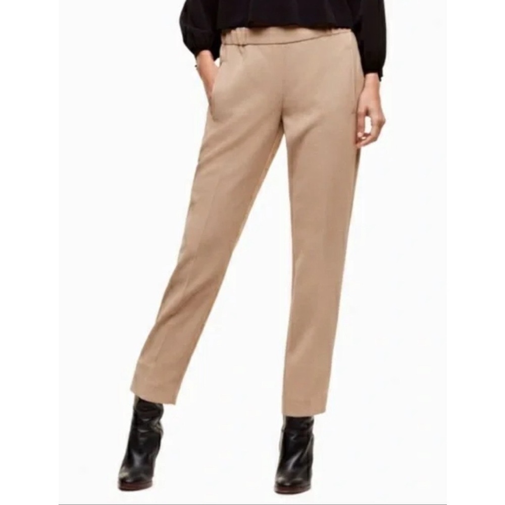Aritzia Wilfred Darontal Japanese Crepe Cropped Pants Trousers Beige Tan Size 2